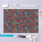 Coole Trippy-Glitch Damask Moderne Rote Rose Navy Seidenpapier (Handwerk)