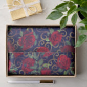 Coole Trippy-Glitch Damask Rote Rose hell Moderne Seidenpapier (Geschenk)