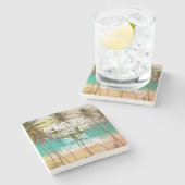 Coole Tropical Hawaiian Beach Palmen Steinuntersetzer (Seitenansicht)