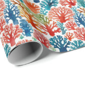 Coole tropische farbenfrohe Korallen Wasserfarben Geschenkpapier (Rolleneckpunkt)