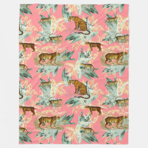 Coole tropische Safari Wildkatzen Tiger Pink Fleecedecke
