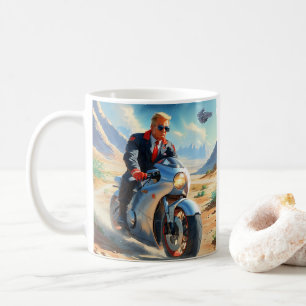 coole Trump Motorrad-Alien Planet Raumschiff MAGA Kaffeetasse