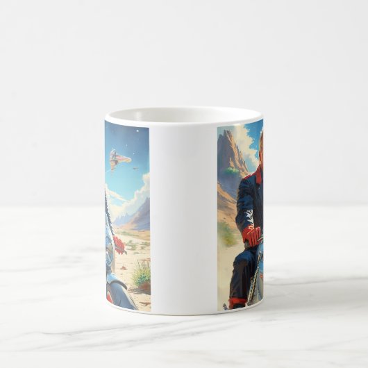 coole Trump Motorrad-Alien Planet Raumschiff MAGA Kaffeetasse (Mittel)