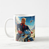 coole Trump Motorrad-Alien Planet Raumschiff MAGA Kaffeetasse (Links)