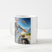 coole Trump Motorrad-Alien Planet Raumschiff MAGA Kaffeetasse (Vorderseite Links)