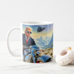 coole Trump Motorrad-Alien Planet Raumschiff MAGA Kaffeetasse