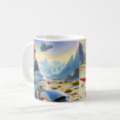 coole Trump Motorrad-Alien Planet Raumschiff MAGA Kaffeetasse (Vorderseite Links)