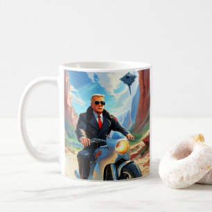 coole Trump Motorrad-Alien Planet Raumschiff MAGA Kaffeetasse