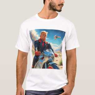 coole Trump Motorrad-Alien Planet Raumschiff MAGA T-Shirt