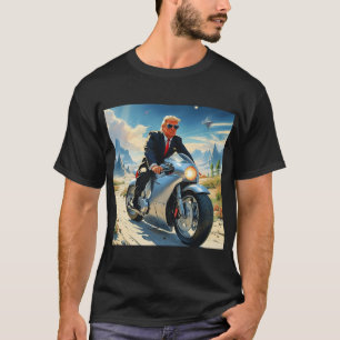 coole Trump Motorrad-Alien Planet Raumschiff MAGA T-Shirt