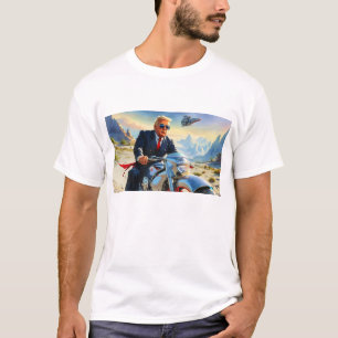 coole Trump Motorrad-Alien Planet Raumschiff MAGA T-Shirt