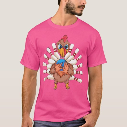 Coole Türkei Bowling Button Feathers Funny Thanksg T-Shirt (Vorderseite)