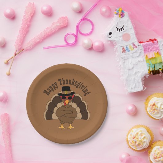 Coole Türkei glücklich dank Spaß Custom Text Pappteller (Party)