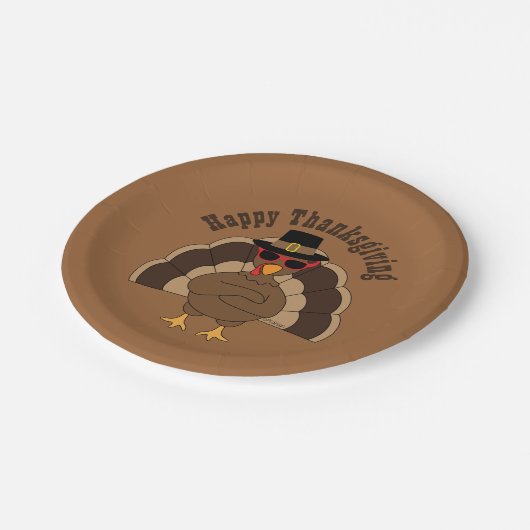 Coole Türkei glücklich dank Spaß Custom Text Pappteller (Schrägansicht)