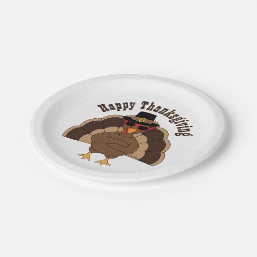 Coole Türkei glücklich dank Spaß Custom Text Pappteller (Schrägansicht)