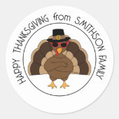 Coole Türkei glücklich Thanksgiving Familienname T Runder Aufkleber (Vorderseite)