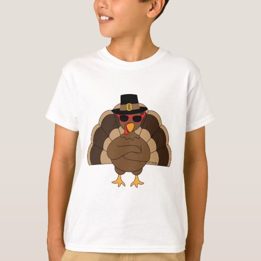 Coole Türkei mit Sonnenbrille Happy Thanksgiving T-Shirt (Vorderseite)