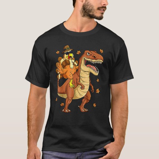 Coole Türkei reitet einen rexen Dinosaurier Gelble T-Shirt (Vorderseite)