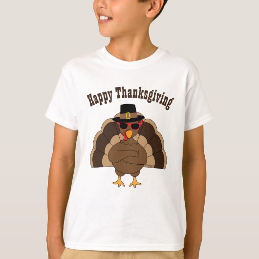 Coole Türkei w Sonnenbrille Happy Thanksgiving-Hem T-Shirt (Vorderseite)