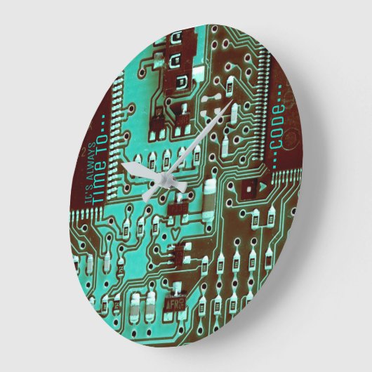 Coole türkisblaue Leiterplatte Große Wanduhr (Winkel)