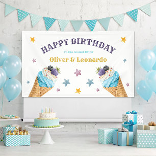 Coole Twins Ice Cream Boys Geburtstagsparty Banner