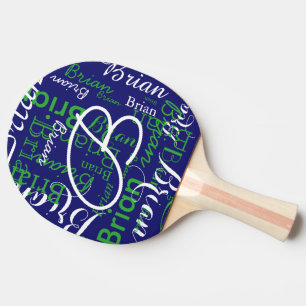 Coole Typografie Blaue Jungenname Tischtennis Schläger