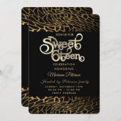 Coole Typografie Gold Schwarzer Leopard, süß 16 Einladung (Vorne/Hinten)
