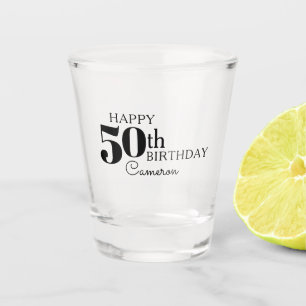 Coole Typografie Happy 50. Geburtstag mit Name Schnapsglas