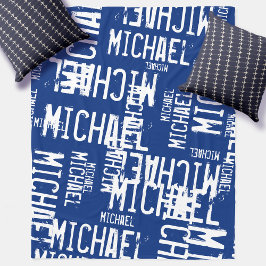 Coole Typografie Weißnamen auf Navy Blue Fleecedecke