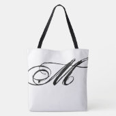 coole, überdruckte, weiße Tasche mit Monogramm (Rückseite)