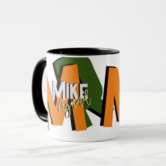Coole übergroße fette Monogramm Tasse (Vorderseite Links)