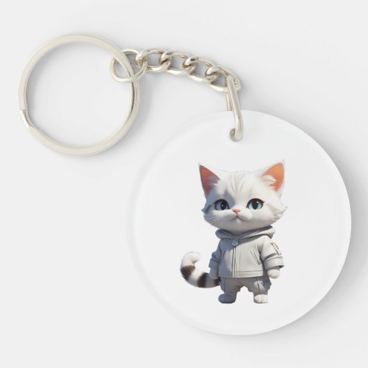 Coole und bezaubernde Katze-Illustration Schlüsselanhänger (Vorderseite)