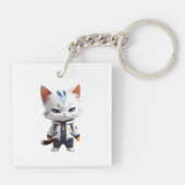 Coole und bezaubernde Katze-Illustration Schlüsselanhänger (Rückseite)