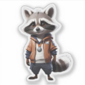 Coole und bezaubernde Raccoon-Illustration Aufkleber (Vorderseite)