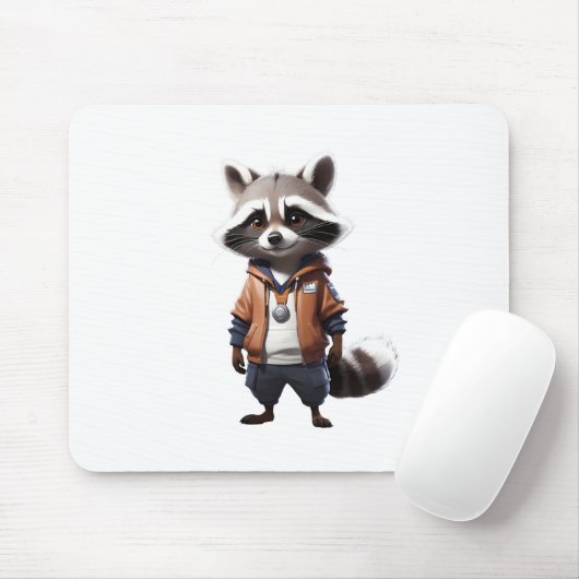 Coole und bezaubernde Raccoon-Illustration Mousepad (Mit Mouse)