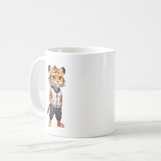 Coole und bezaubernde Tigerabbildung Kaffeetasse (Vorderseite Links)
