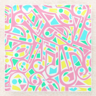 Coole und farbenfrohe Abstrakte Musiknoten Glasuntersetzer