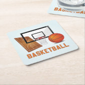 Coole und farbenfrohe Basketballsportelemente Rechteckiger Pappuntersetzer (angewinkelt)