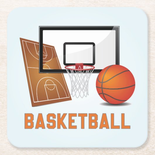 Coole und farbenfrohe Basketballsportelemente Rechteckiger Pappuntersetzer (Vorderseite)