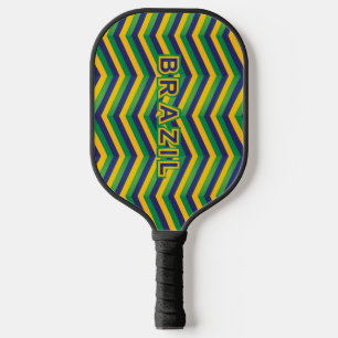 Coole und farbenfrohe brasilianische Flaggenfarben Pickleball Schläger