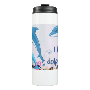 Coole und farbenfrohe Delphine - Zitate Name Thermosbecher