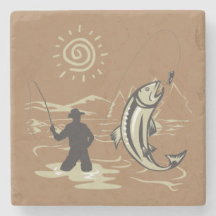 Coole und farbenfrohe Fische im Sommer Steinuntersetzer