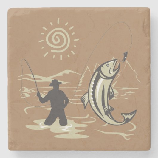 Coole und farbenfrohe Fische im Sommer Steinuntersetzer (Vorderseite)