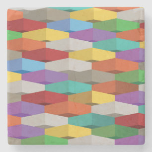 Coole und farbenfrohe geometrische Formen Steinuntersetzer