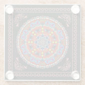 Coole und farbenfrohe Gerahmte Mandala-Muster Glasuntersetzer (Rückseite)