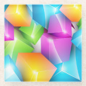 Coole und farbenfrohe Gruppe der 3-D-Kuben Glasuntersetzer (Vorderseite)