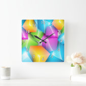 Coole und farbenfrohe Gruppe der 3-D-Kuben Quadratische Wanduhr (Zuhause)
