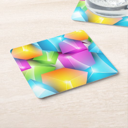 Coole und farbenfrohe Gruppe der 3-D-Kuben Rechteckiger Pappuntersetzer (angewinkelt)