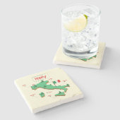 Coole und farbenfrohe Karte Italiens Steinuntersetzer (Seitenansicht)