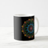 Coole und farbenfrohe Mandala-Blumenmuster Kaffeetasse (VorderseiteRechts)